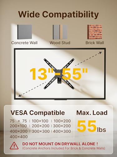 monTEK Full Motion TV Wall Mount for 13-55 Inch TVs up to 55 lb - size: 13"-55" Full Motion