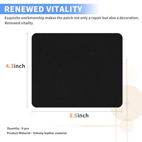 Azobur Sofa Repair Patch - 6 Self Adhesive Microfiber Patches for Luxurious Look Quick Fix Sofa (Black) - color: Black