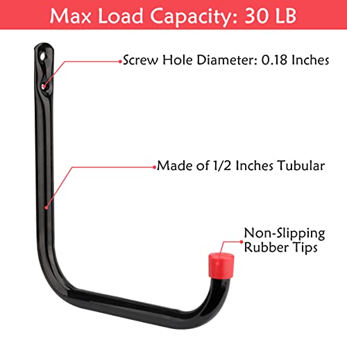 8 Pack Heavy Duty Garage Storage Utility Hooks, 6.7Inch Wall Hangers Ladder Hooks for Garden Tool, Bike, Chair, Hose, Outdoor or Indoor 6.7 x 6.7 x 0.5 inches - size: 6.7inch