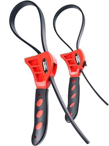 SMART JERRY 2-Pack Rubber Strap Wrenches, Adjustable Oil Filter Wrench