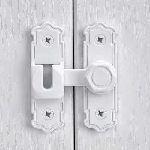 White 90/180 Degree Barn Door Latches,Aluminum Alloy Flip Latch - color: White