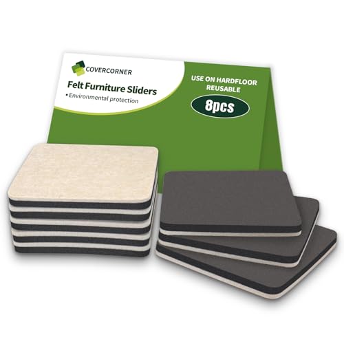 Felt Furniture Sliders for Hardwood Floors 8 PCS, 5" Beige - size: 8 PCS 5'' Beige