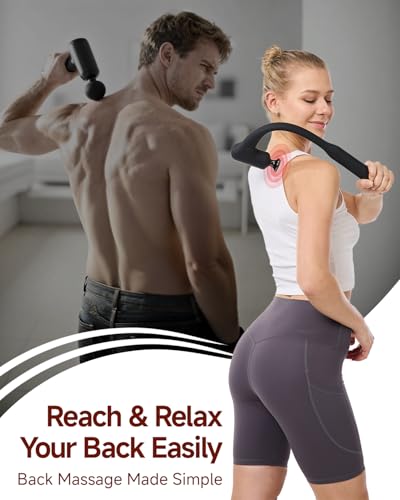 2-in-1 Detachable Massage Gun with Heat, Muscle Massager with Long Handle
