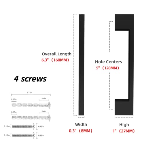 10 Pack 5 Inch(128mm) Cabinet Pulls Matte Black Kitchen Cabinet Handles Zinc Alloy Drawer Pulls Solid Cabinet Hardware - color: Matte Black, size: 5'' Hole Center(128mm)