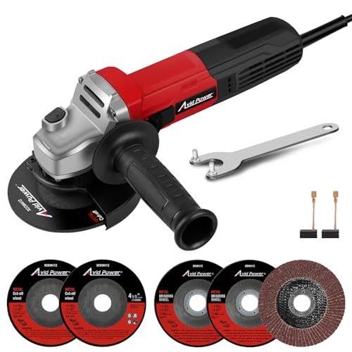 AVID POWER Angle Grinder 7.5-Amp 4-1/2 inch Electric Grinder Power Tools with Grinding Wheels, Cutting Wheels, Flap Disc and Auxiliary Handle for Cutting, Grinding, Polishing & Rust Removal - Dark Red - color: Dark Red