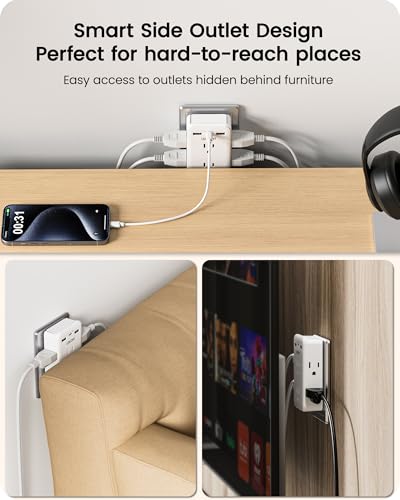 LENCENT 2 to 3 Prong Outlet Adapter, 2 Prong Outlet Extender with 6 AC