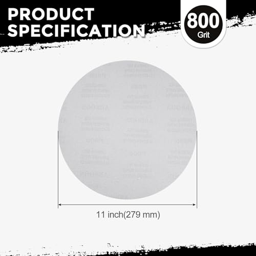 50Pcs Sanding Discs 11In 800Grit Hook and Loop Sandpapers White - color: White, size: 11 Inch(800 Grit)