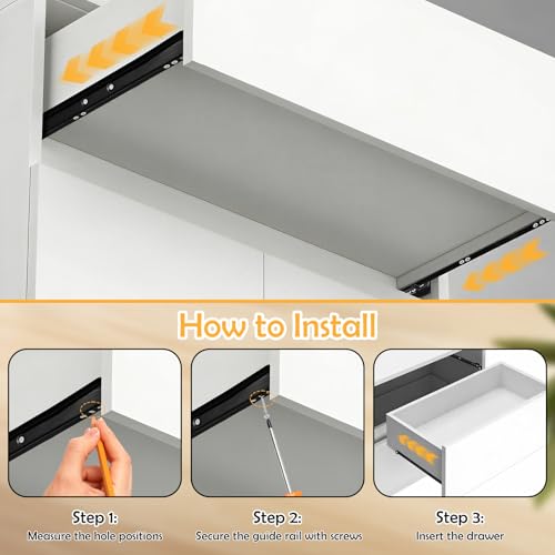 Angoily 12 Inch Bottom Mount Drawer Slides Metal Sliding Rail Hardware Accessories Pair for Smooth Furniture Drawer Operation and Easy Installation
