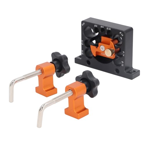 Dowel Maker Jig Kit, Adjustable Woodworking Dowel Maker with Electric Drill, 9 Holes 8-20mm, Aluminum Alloy Round Rod Milling Tool, Carbide Blade, Includes Wrench Fixing Clips and Screws