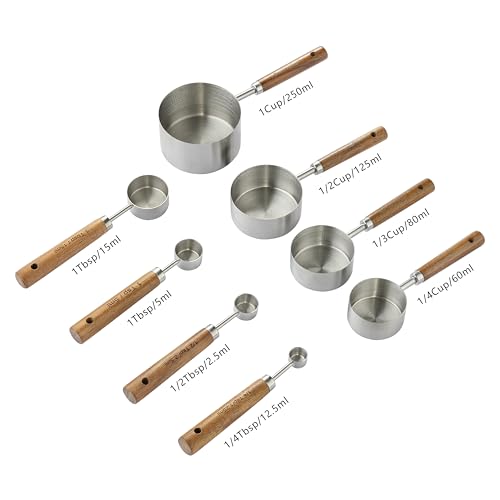 Stainless Steel Metal Measuring Cups and Spoons Set, 8 Pack