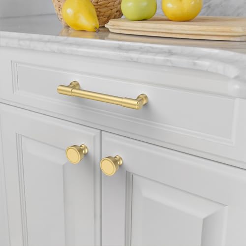 Amerdeco 10 Pack Brushed Gold Cabinet Pulls 5 Inch(128mm) Hole Center Drawer Pulls Cabinet Hardware Kitchen Cabinet Handles for Bathroom ZH0075 - color: Brushed Gold, size: 5"/128MM Hole Center