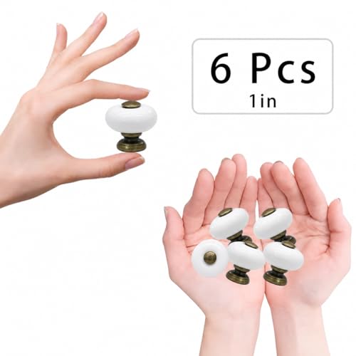 6-Pack Ceramic Round Cabinet Knob 1 Inch in Antique Bronze Finish - size: 1inch-6Pcs