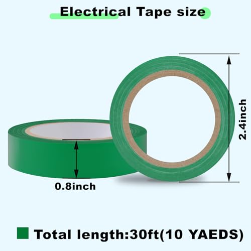 Romeda 9 Pack Electrical Tapes, Electrical Tape Water, Sun, and Oil Resistant, Electrical Tape is Suitable for Most Domestic, Commercial, and Industrial environments - Green - color: Green