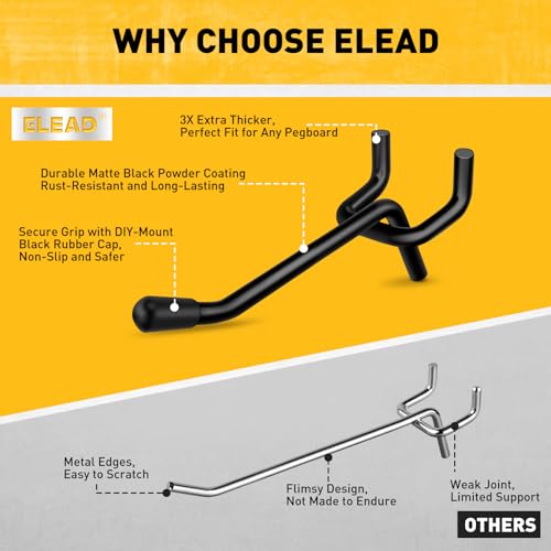ELEAD 60-Piece 2 Inch Extra Thick Pegboard Hooks, Heavy Duty Peg Board Organizer Accessories, Peg Board Tool Hangers Fit for 1/4" Pegboard Hanging Tools Garage, Workshop, and Craft Storage - style: 60-Piece 2 Inch extra thick