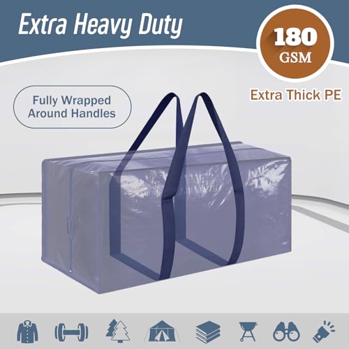 6 Pack Extra Heavy Duty Large Moving Bags with Strong Zipper, Dark Blue - color: Dark Blue, size: 6 Pack