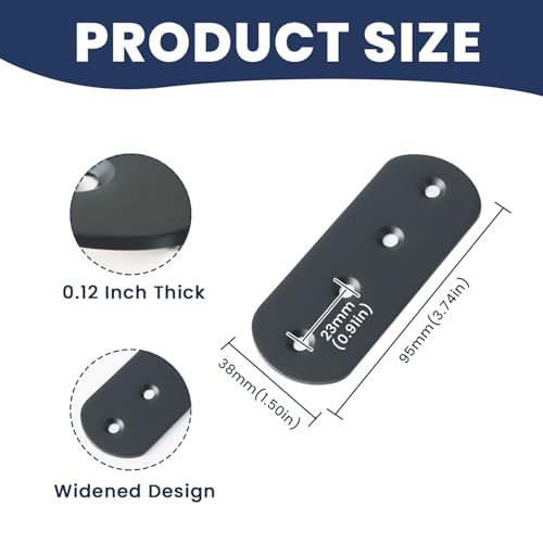 Alise 4 Pcs Black Flat Mending Plates for Wood Furniture,100x38mm - color: Matte Black, size: 100mmX38mm