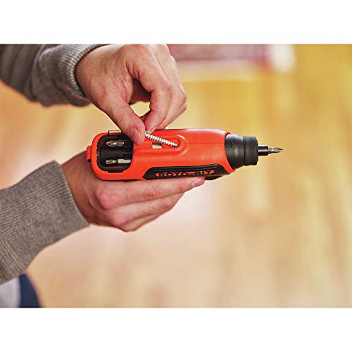 BLACK+DECKER 4V MAX Electric Screwdriver, Cordless, 180 RPM, 8 Bits With Built-In, Storage Compartment, Batteries Included (BDCS50C)