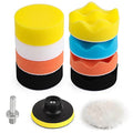Kshineni 3 Inch Drill Buffing Pad, 11 Pcs Car Foam Polishing Pads Kit, Drill Buffer Polisher Attachment Buffing Kit for Car Polishing, Waxing, Sealing Glaze - size: 3Inch-11Pcs