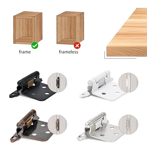 4 Pack 2 Pairs 1/2" Overlay Cabinet Door Hinges Matte Black Self Closing Kitchen Hinges Cupboard Variable Flush Hinge - color: 1/2" Overlay Matte Black, size: 4 Pack