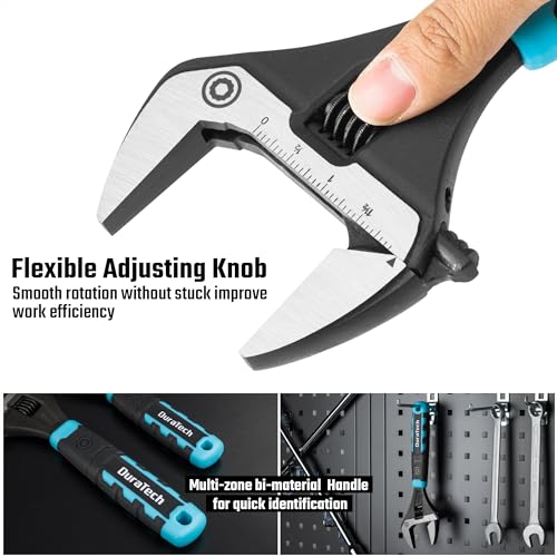 DURATECH 10-Inch Wide Jaw Adjustable Wrench - color: Black & Blue, size: 10-Inch