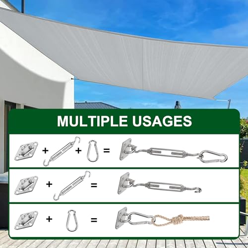 YOFIT 44 Pcs Shade Sail Hardware Kit 6 Inch Outdoor Sun Sail Accessories | 304 Stainless Steel Turnbuckles & Brackets for Triangle/Rectangle Sails, Patio Canopy Installation Hardware Set - size: 6 inch 44 pcs