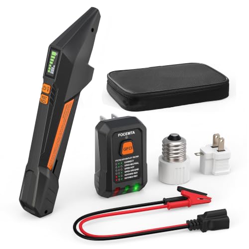Circuit Breaker Finder and GFCI Outlet Tester - Digital Receiver with Color Screen & NCV Detection for Home Electrical Safety Including Carrying Case and Adapters 90-135V AC Circuits - FTCT02