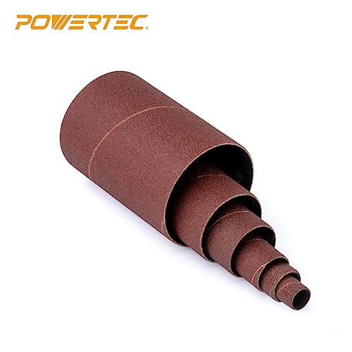 POWERTEC 11204 4.5" Sanding Sleeves for Spindle Sander | 80 Grit | Aluminum Oxide Sandpaper Sanding Sleeves 4-1/2” Long in 6 Diameters 1/2”, 3/4”, 1”, 1-1/2”, 2” and 3” – 6 Pk - style: 80 Grit Sanding Sleeves Set (6pk)
