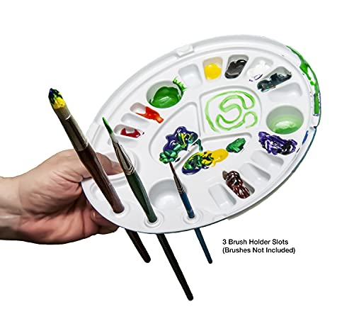 rPALETTE by Green Ellipse- 3 Pack - Environmentally Sustainable Made from Recycled Plastic - Paint Palette - Art Palette with Brush Holder Feature - Large Size 11 X 8 3/4 in,White,rPALETTE-1