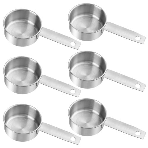 6Pcs Stainless Steel Measuring Cup, 1/4 Cup - 60ml Metal Measuring Cup, Comfortable Hand Feeling Measuring Scoops for Coffee Cooking Baking Kitchen - size: 1/4 cup