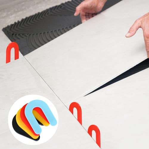 Horseshoe Shims Tile Spacers 1/8 Inch (3mm) 200Pcs U-Shaped Plastic Shims for Tiling Leveling System Floor Wall Ceramic Tile Stone Installation - Black - color: Red, size: 1/8"-200 Pcs