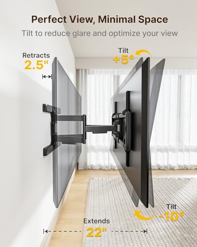 monTEK Full Motion Dual Arm TV Wall Mount for 43-90 Inch TVs - size: 43"-90" Full Motion
