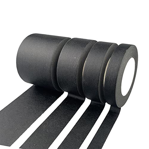 4 Rolls Black Masking Tape Multi-Size - color: Black, size: 2Inch,1Inch,0.7Inch,0.5Inch X 22 Yard