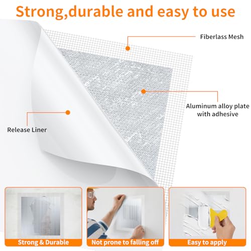 Wall Patch Drywall Repair Kit, 10 x 10 Inch, Self-Adhesive Mesh Patch, Permanently Repairs Damaged Large Walls Hole and Ceilings - size: 10in
