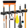 IMILLET Broom Holder Wall Mount,Heavy Duty Garage Organization Broom Hanger - color: 5 Racks with 4 Hooks, size: 1 Pack
