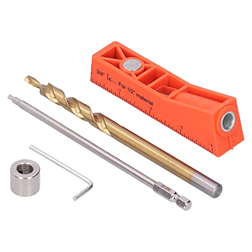 Hilitand Pocket Hole Jig Kit, Spliceable Pocket Hole Jig Kit, 2 in 1 Pocket Hole Jig Kit, Including One Hole Jig, Step Drill Bit, Hex Wrench, Jigs, Hilitandohmyix4p38