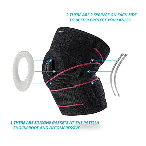 DOUFURT Knee Brace for Men & Women, Side Stabilizers & Patella Gel Pads - color: Pink & Black, size: Small(Pack of 1)