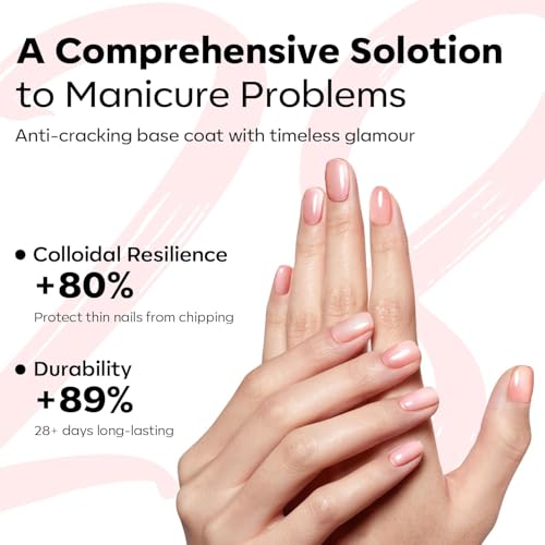 modelones Builder Rubber Gel Base Coat for Nails, Jelly Pink Rubber Base Gel Nail Polish for Strengthen Apex Building Extension Protect Weak Nails Long Last U V Manicure Gift for Women - color: Rubber Base Coat Bubble Pink