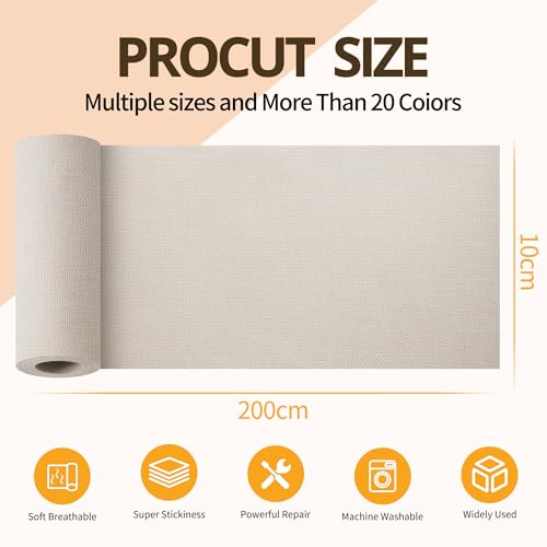Fabric Repair Tape, 4" x 80" Self-Adhesive Linen Repair Tape Patch Kit - color: Beige Grey, size: 4" x 80"