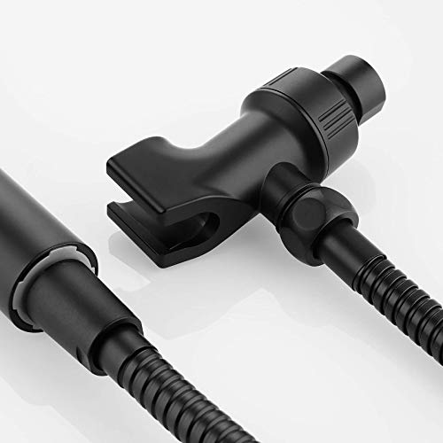 Universal Black Shower Head Holder, Adjustable Arm Mount Bracket with Brass Swivel Ball - Matte Black - color: Matte Black