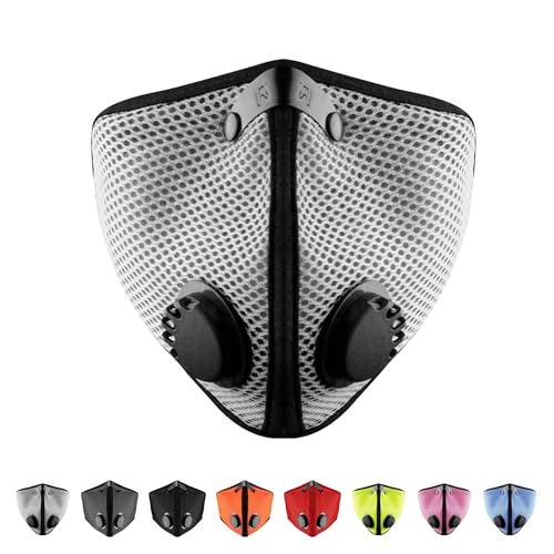 RZ Mask M2 - Cooling Mesh Dust Mask w/ 99.8% Carbon Filtration, Anti Fogging w/Easy Use Hook-and-Loop Head Strap - color: Titanium, style: Large
