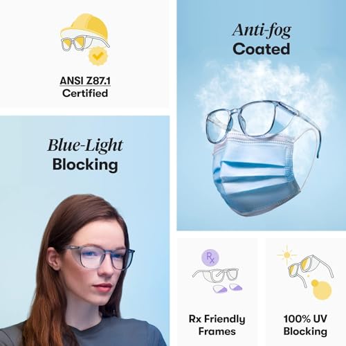 Stoggles Square Z87.1 Certified Polycarbonate Safety Glasses, Anti-Fog - color: Pineapple, size: Medium