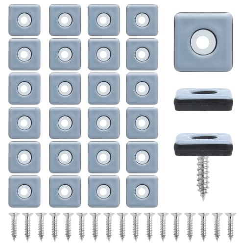 1" (25mm) Screw on Furniture Sliders, Gray/Black, 24pcs - size: 1 inch x 1 inch