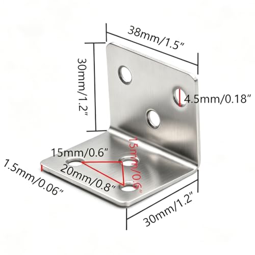 Shelf Support Corner Braces, 1.5 x 1.2 x 0.06 Inches - size: 1.5 x 1.2 x 0.06 Inch, style: Rectangular End