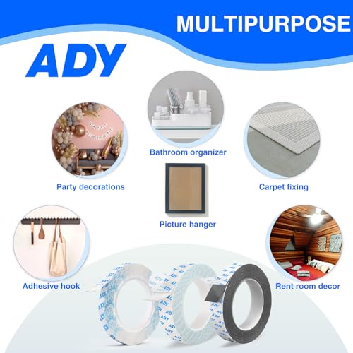 ADY Double Sided Tape Removable,Clear Picture Hanging Strips for Wall Mounting No Residue, Damage-Free - color: transparent