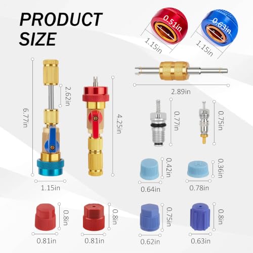 31PCS R134a Valve Core Removal Tool Kit for HVAC A/C, Fits Schrader & JRA