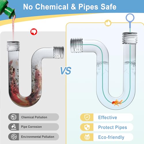50 Inch Drain Snake, Reusable Hair Drain Clog Remover Tool, 3 Pack