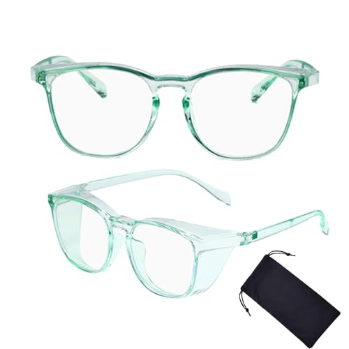 Safety Glasses for Men Women, Anti Fog Safety Goggles Comfortable Blue Light Blocking UV Protective Adult Nurse - color: Green 1pack