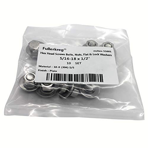Bolt Fullerkreg 5/16-18x1/2 Hex Head Screws Bolts, 10 Sets - size: (10 Sets) 5/16x1/2"
