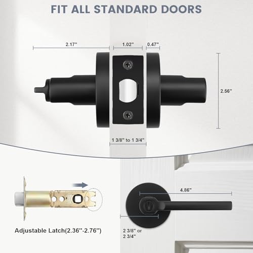 6 Pack Black Interior Door Handle with Lock,Privacy Door Lever for Bedroom or Bathroom,Keyless Round Door Lock Interior for Left and Right Hand Reversible - color: Black, size: Privacy