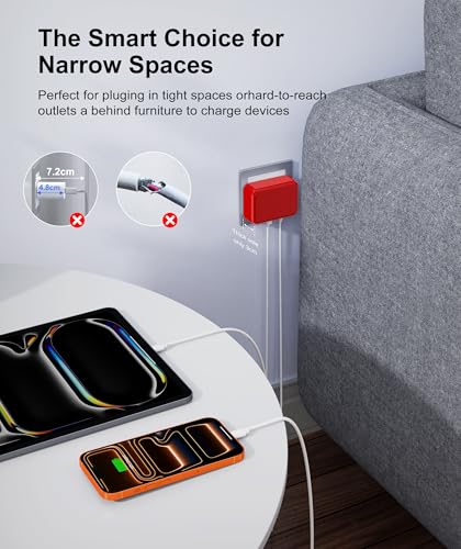 Fast Charger Block,100W 6 Port Charger Station Hub Cube,USB C Charger Block - color: Rad